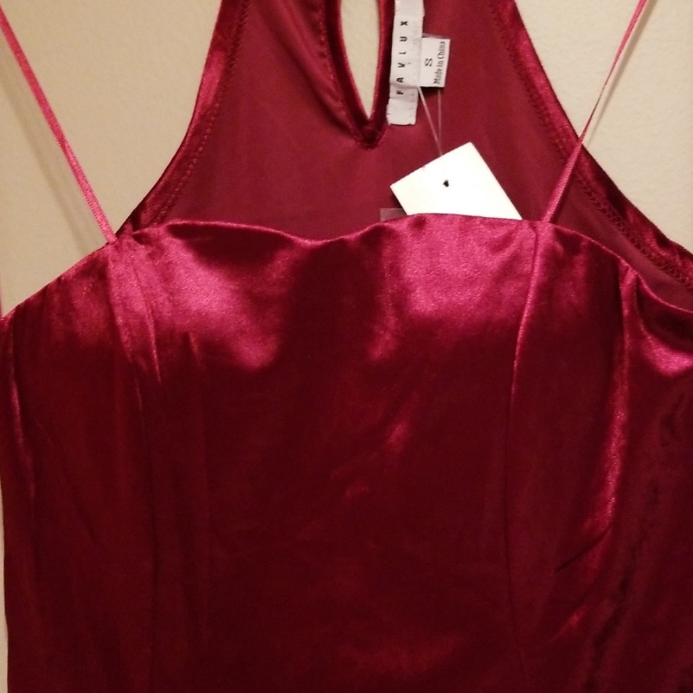 red velvet peplum strapless top - Picture 3 of 6
